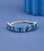 925 Sterling Silver Blue Stone Tennis Bracelet, Oval Round Moissanite, Women's Jewelry