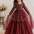 Maroon embroidered work kids twill net lehenga choli set
