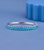 Princess Cut Blue Moissanite Tennis Bracelet, 925 Sterling Silver Bangle
