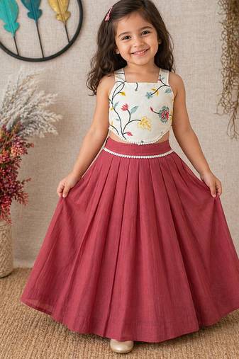 Pure khadi cotton with embroidered work kids crop top
