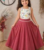 Pure khadi cotton with embroidered work kids crop top
