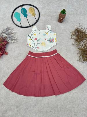 Pure khadi cotton with embroidered work kids crop top 2