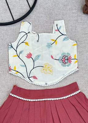 Pure khadi cotton with embroidered work kids crop top 3