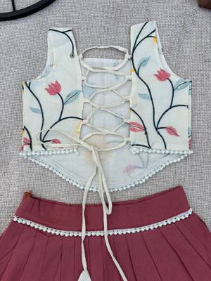 Pure khadi cotton with embroidered work kids crop top 4
