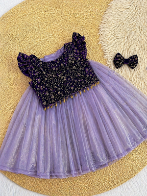 Premium micro velvet sequence work kids lehenga choli 2