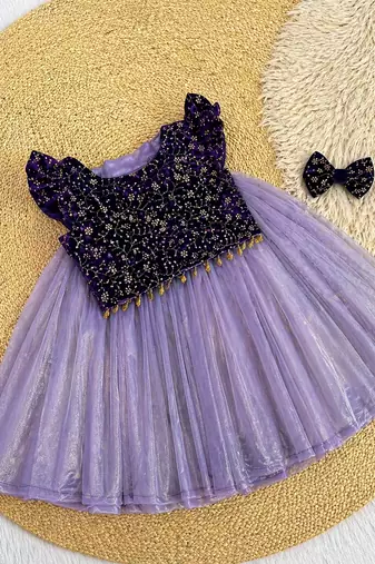 Premium micro velvet sequence work kids lehenga choli
