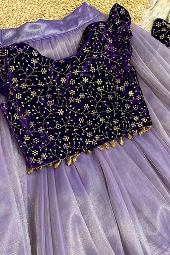 Premium micro velvet sequence work kids lehenga choli