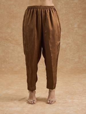 Brown ombre opara silk hand embroidered kurta set 4