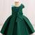 Green solid satin a-line flared party wear kids dress
