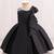Black solid satin a-line flared party wear kids dress