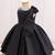 Black solid satin a-line flared party wear kids dress