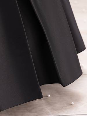 Black solid satin a-line flared party wear kids dress 5