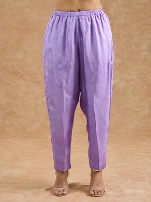 Lavender opara silk hand embroidered kurta set 4