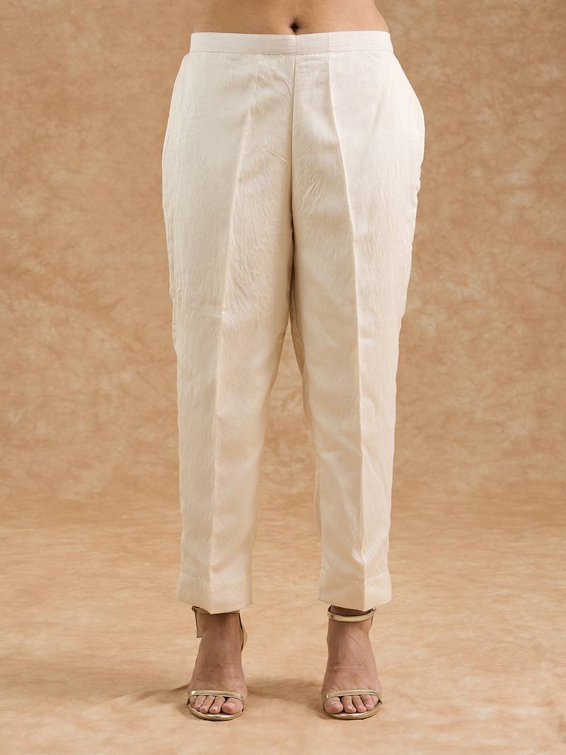 Ivory georgette applique work anarkali set