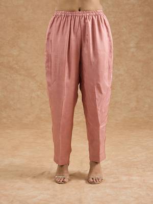 Dull peach opara silk hand embroidered kurta set 4