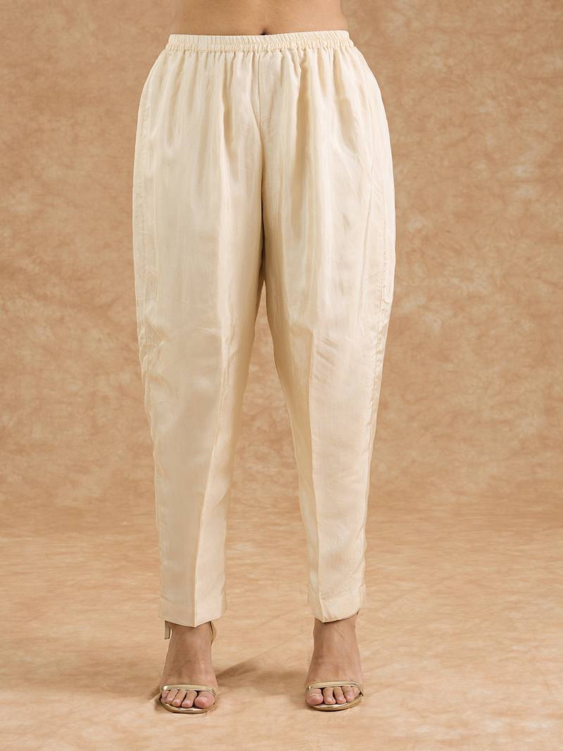 Ivory opara silk hand embroidered kurta set