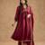 Maroon viscose opara silk hand embroidered kurta set