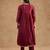 Maroon viscose opara silk hand embroidered kurta set