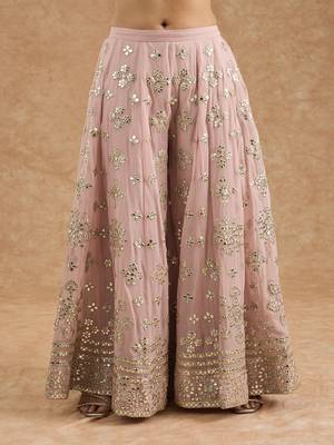 Pink georggette gota applique sharara kurti set 4