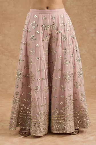 Pink georggette gota applique sharara kurti set