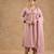 Dull pink viscose opara silk hand embroidered kurta set