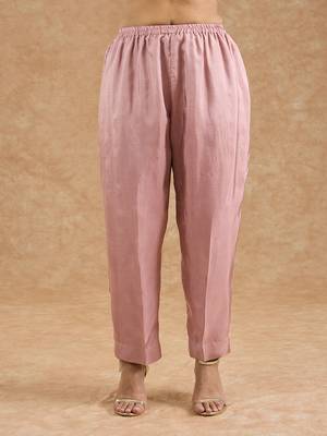 Dull pink viscose opara silk hand embroidered kurta set 4