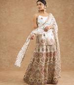 Off white chinon multocolored thread work sharara set