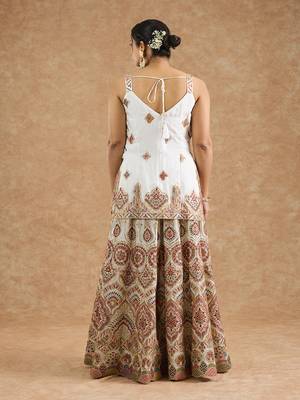 Off white chinon multocolored thread work sharara set 2