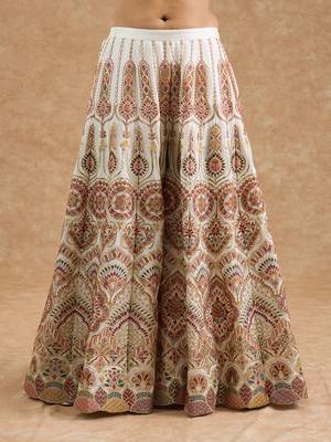Off white chinon multocolored thread work sharara set 4