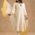 Ivory opara silk hand embroidered kurta set