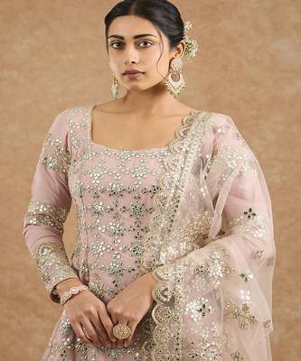 Pink georggette gota applique sharara kurti set 5