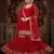 Elegant red embroidered sharara suit with dupatta