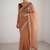 Peach net embellished saree with contrast blouse piece