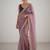 Mauve  net embellished saree with contrast blouse piece