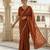 Rust georgette sequence work saree with running blouse piece