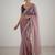 Mauve  net embellished saree with contrast blouse piece