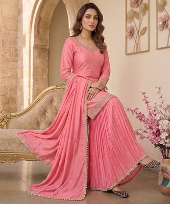 Elegant pink embroidered sharara suit with dupatta 3