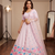 Pastel Pink Floral Embroidered Lehenga Choli with Net Dupatta