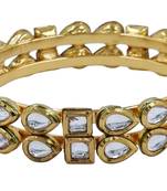 Gold plated kundan stone traditional bangles set for women