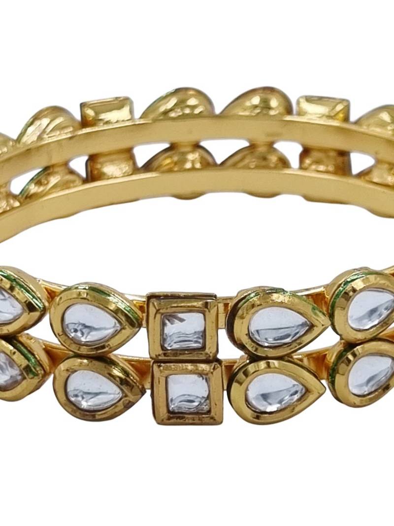 Gold plated kundan stone traditional bangles set for women