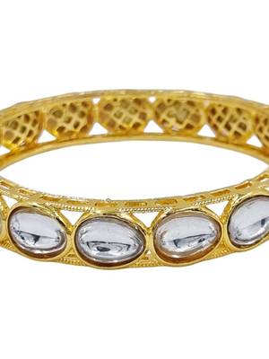 Gold plated kundan stone traditional bangles set for women 3