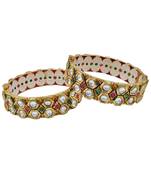 Gold plated kundan stone traditional bangles set for women