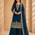 Designer faux georgette sequins embroidered top palazzo dupatta set for women