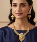 Gold plated kundan pearl choker jewellery set for women
