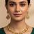 Gold plated kundan pearl choker necklace set with earrings & maang tikka for women