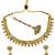 Gold plated kundan pearl choker necklace set with earrings & maang tikka for women