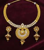 Gold plated kundan ad stone necklace set with earrings for women