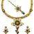 Designer gold plated kundan pearl bridal choker set with earrings & maang tikka