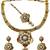 Premium gold plated kundan pearl choker necklace set with earrings & maang tikka
