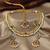 Designer gold plated kundan pearl bridal choker set with earrings & tikka